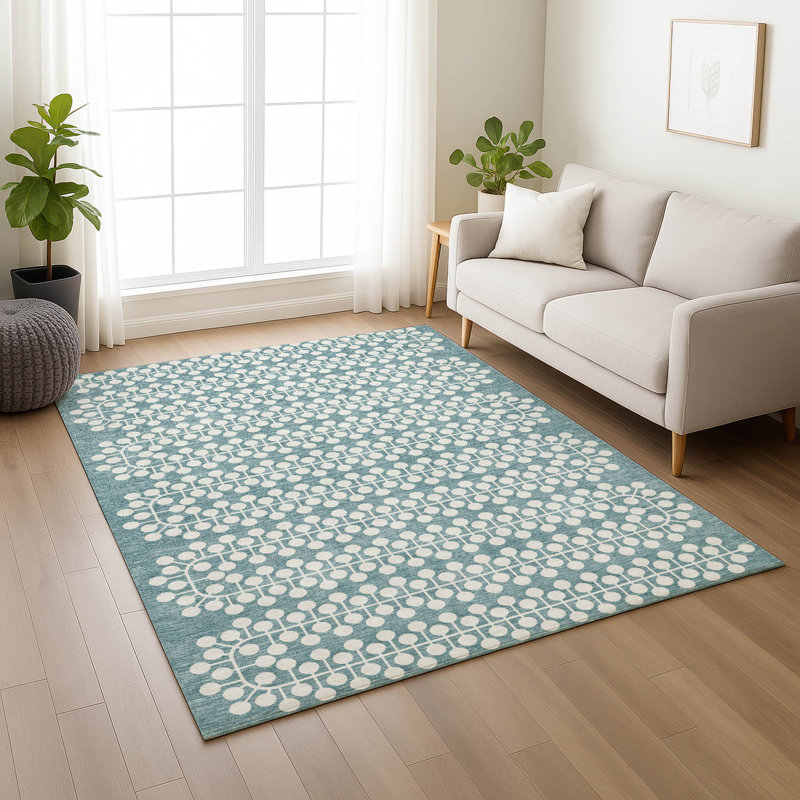 Tapis géométrique intérieur / extérieur lavable à la machine Brenden ACN2247, Rectangle 5 pi x 7 pi 6 po