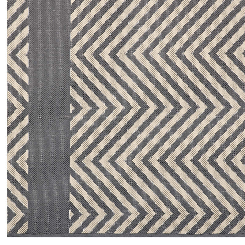 Gray and Beige 5' x 8' Synthetic Geometric Area Rug