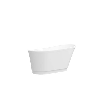 59" Modern Acrylic Freestanding Soaking Bathtub With Brushed Nickel Drain & Minimalist Linear Design Overflow Included, Cupc Certified