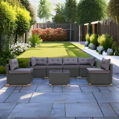Wicker 6 - Person Modular Patio Conversation Set with Cushions