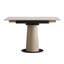 Table de salle à manger rétractable à dalle de roche pliante, table carrée extensible moderne avec base en acier inoxydable revêtue de cuir, table de cuisine à double usage pour les petits appartements
