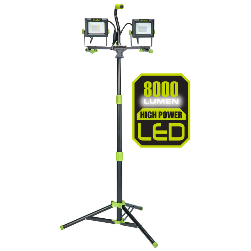Powersmith PWLD080T 8000 Lumen Dual-Head LED Work Light With Tripod, Extends 52 In. Tall, 9 Ft. Power Cord