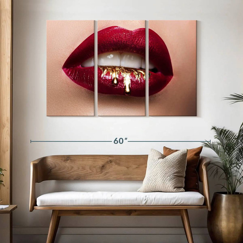 Shuttleworth Red Gold Drip Lips, 32" H x 50" W