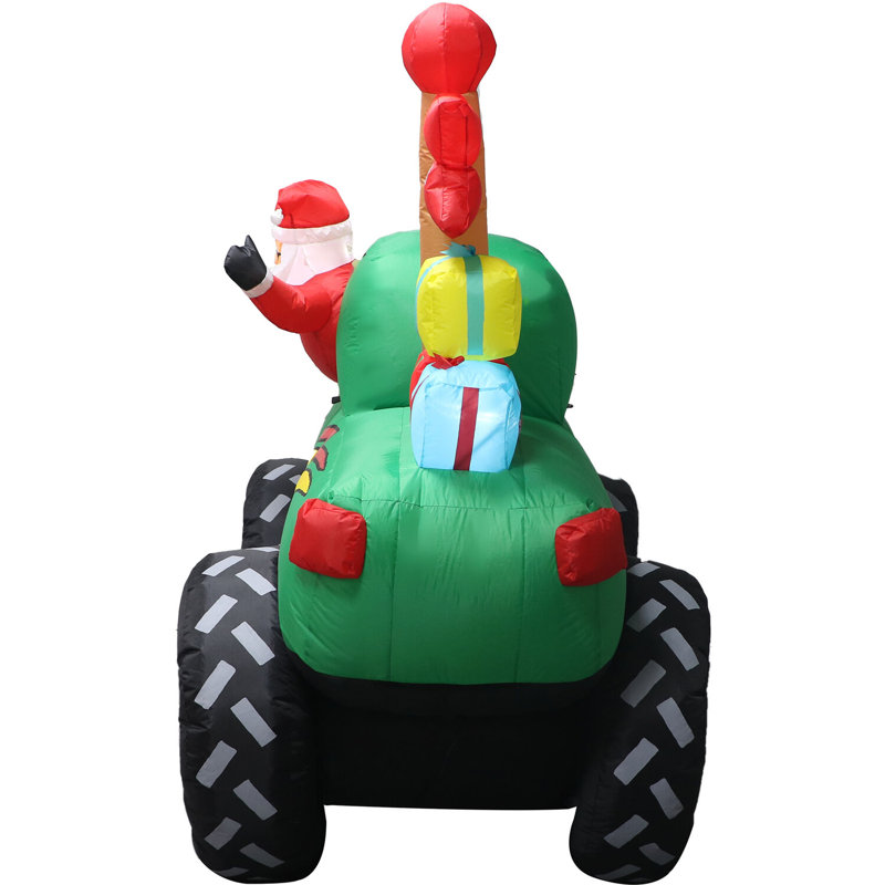 6-Ft Tall Pre-lit Santa in Green Monster Truck Inflatable