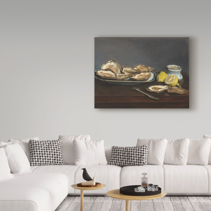 «Oysters» par Edward Manet - reproduction d'art sur toile tendue, H 24 po x l 32 po x P 2 po
