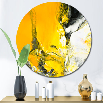 " Yellow Black And White Liquid Art IX "