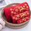 Becca Home Decor Xmas Premium Luxury Ultra Soft 100% Cotton Embroidered Bathroom Modern 3 Piece Christmas Towel Set, Gold Deer and Snowflake with Red Base Pattern