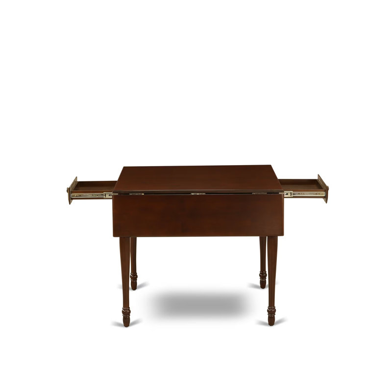 Ensemble de table de salle à manger rectangulaire en bois massif avec plateau Dropleaf, Acajou, Beige / acajou