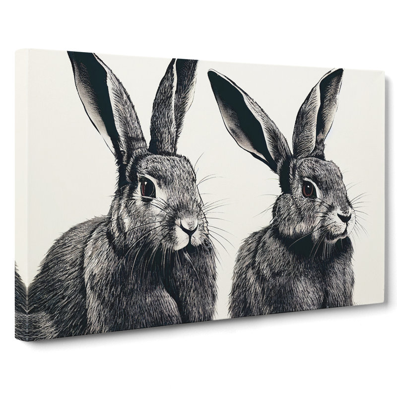 The Two Hares - Wrapped Canvas, 35cm H x 50cm W x 3cm D