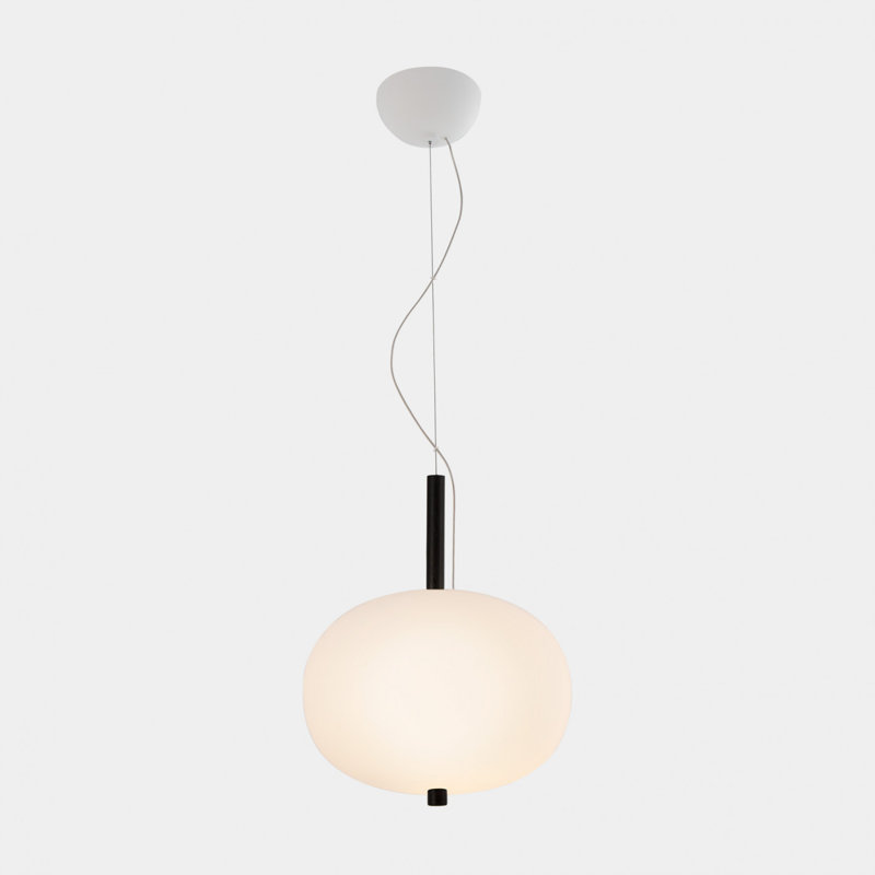 Ilargi - S/32 LED Dimmable Pendant - TRIAC/0-10V Dimmable - Dark Wood Rod - White Opal Matte Glass