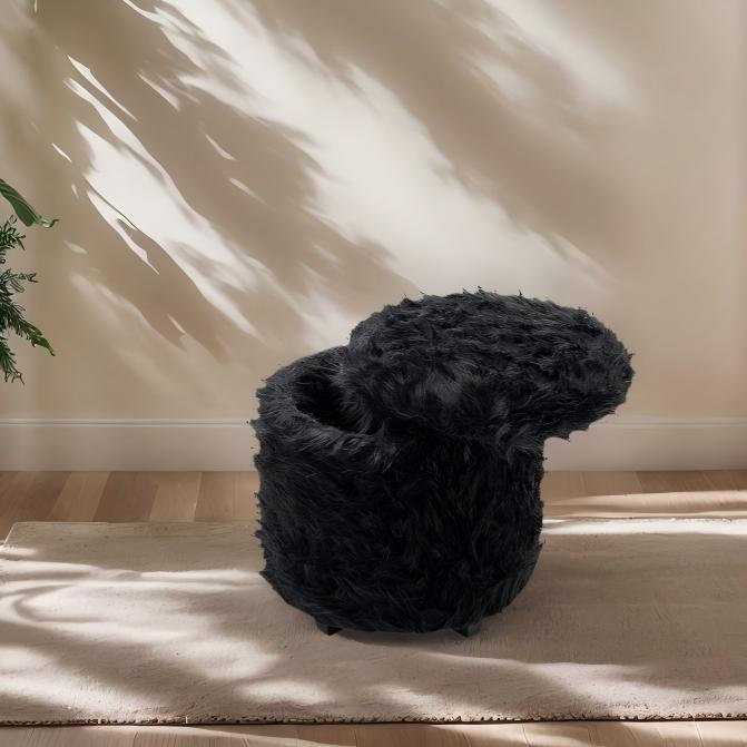 Upholstered Faux Fur Cube