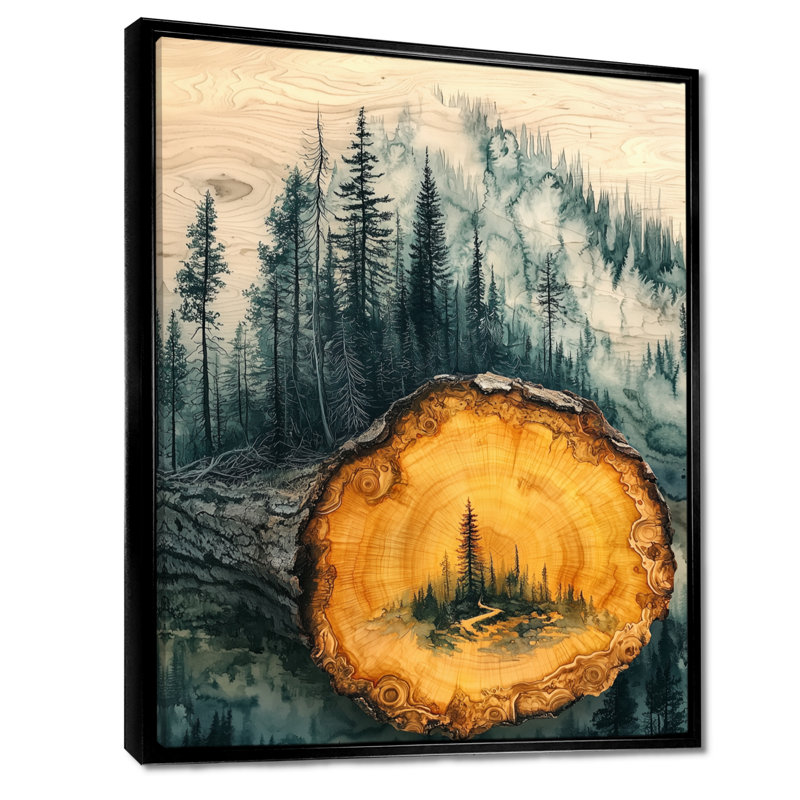 «Gerhilt Summer Pine Forest On The Wooden Slide II - Forest», art mural encadré, H 40 po x l 30 po, Noir