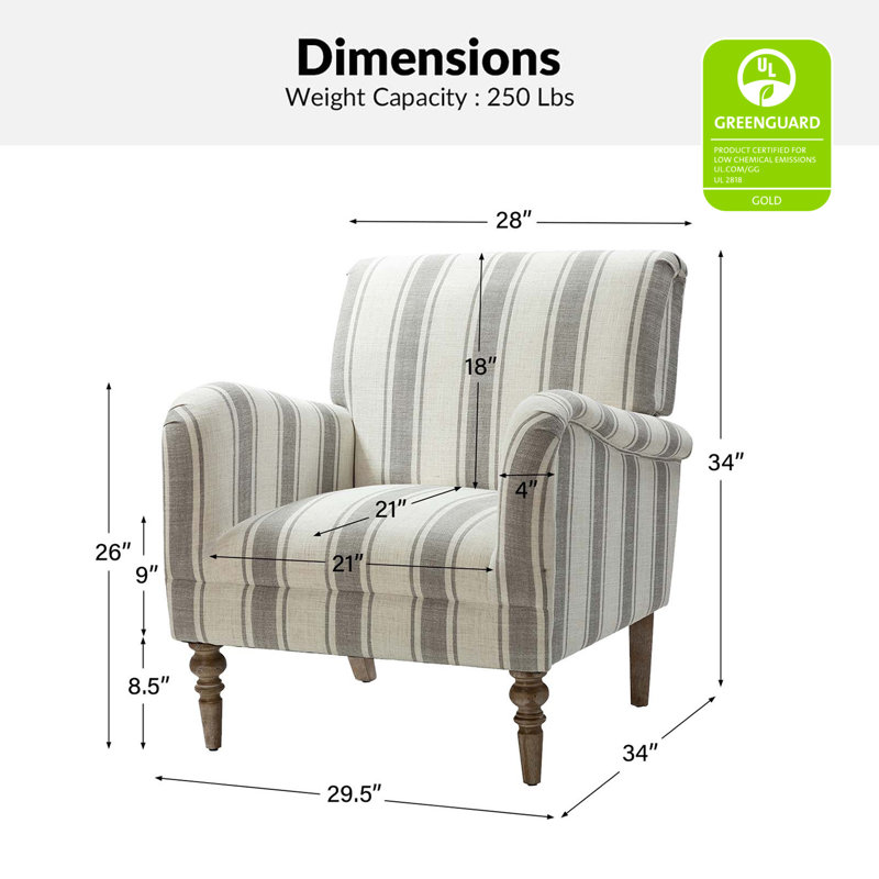 Fauteuil Arching, Gris à rayures