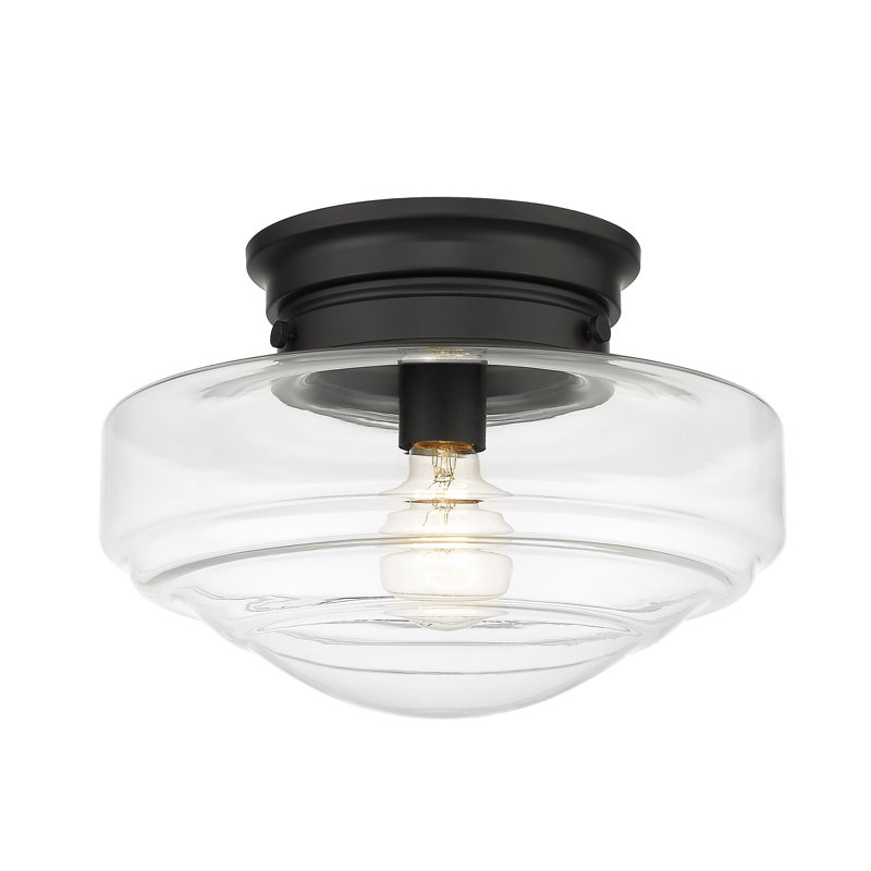 Melora Glass Semi Flush Mount, Clear Glass, Matte Black