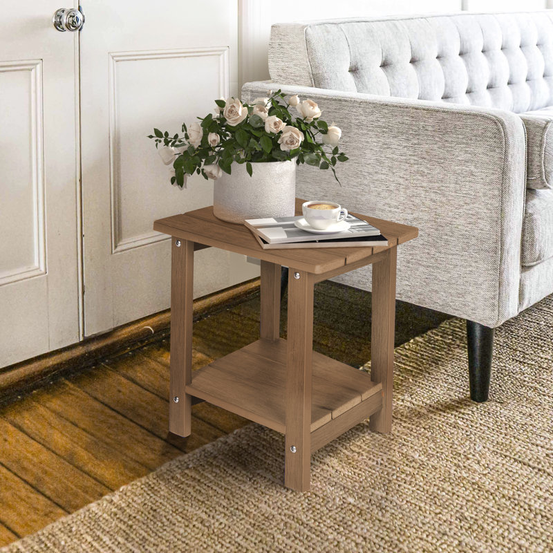 Table de bout HDPS Adirondack à 2 niveaux, table d'appoint d'extérieur résistante aux intempéries pour patio, piscine et pelouse