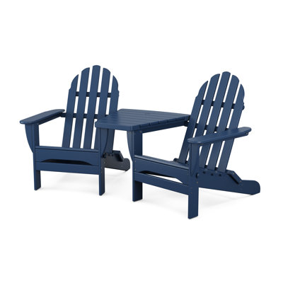POLYWOOD Classic Folding Adirondacks with Angled Connecting Table