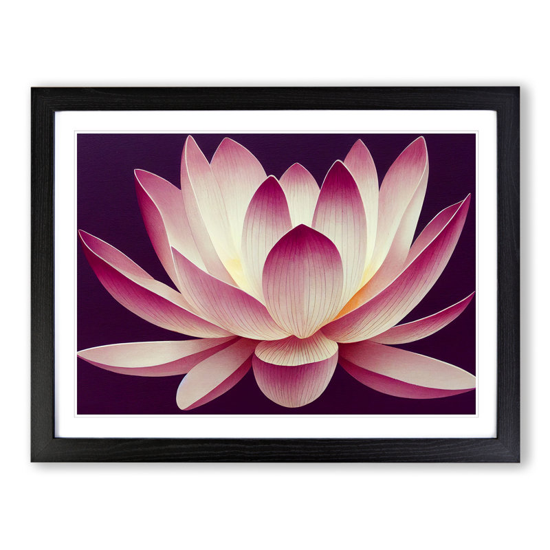 Hypnotic Lotus Flower - Single Picture Frame Print, Black, 46cm H x 64cm W x 2cm D