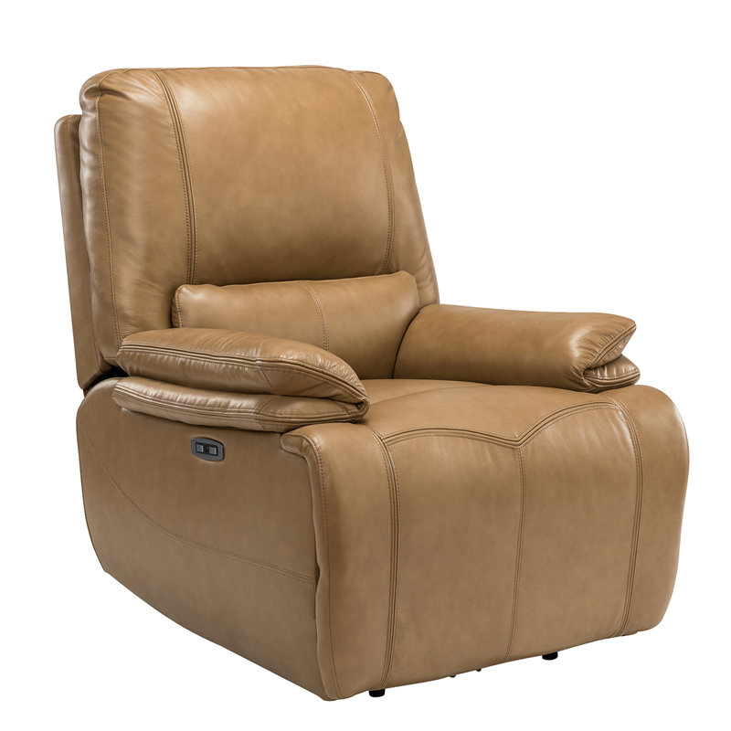 Ravello Genuine Leather Power Recliner, Taupe Leather Match