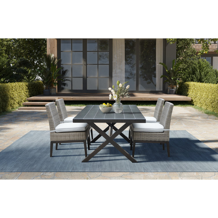 Dunham 80'' Rectangular Outdoor Dining Set with Cushions