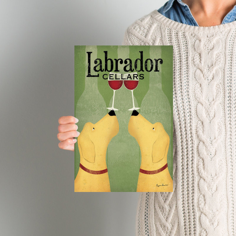 « two labrador winery dogs »-affiche toile tendue rétro, H 12 po x l 8 po x P 0,75 po