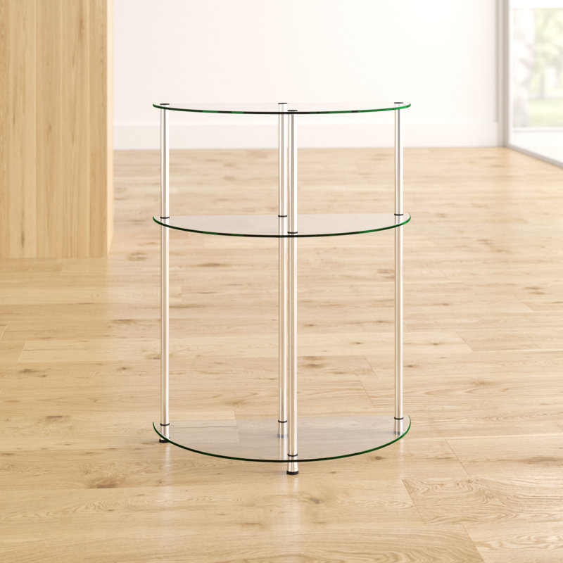 Beckett 23.75" Glass 3 Tier Half-Circle Display Console Table