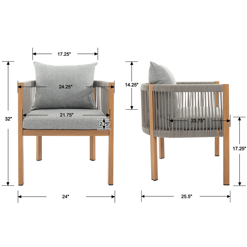 Patio Dining Table Set, Gray, 4