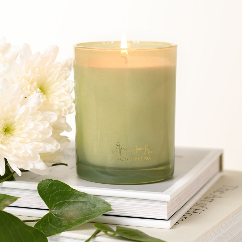 Scented Jar Candle with Glass Holder, Green