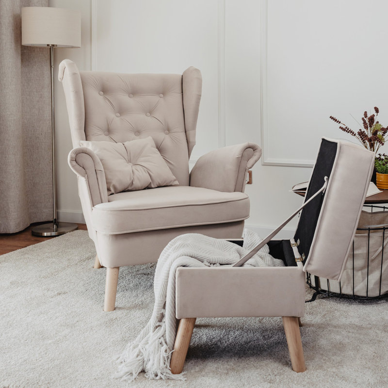 Upholstered Armchair, Beige
