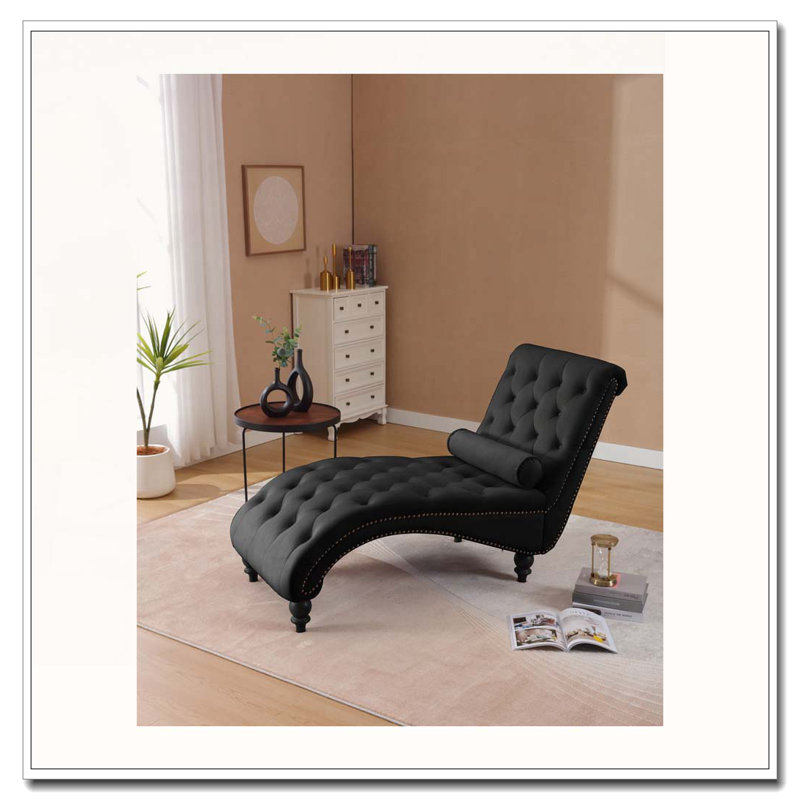 Fauteuil inclinable en velours capitonné, Noir