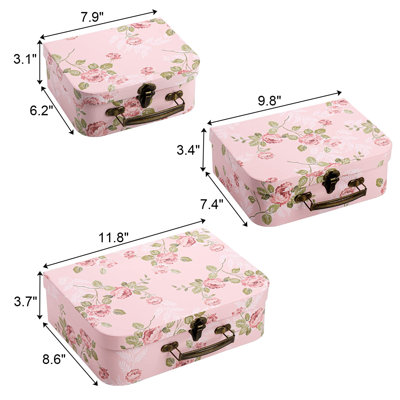 3 Pack Paperboard Suitcases Storage Box Decorative Storage Boxes Gift Boxes With Lids