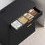 Classeur de bureau 31 po moderne autoportant avec station de charge intégrée, armoire de rangement à panneau cannelé avec tablettes intérieures réglables, grands tiroirs et portes d'armoire, organisateur polyvalent pour la maison et le bureau, noir-1497970790