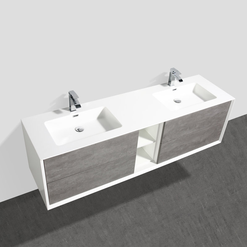 Ensemble de meuble-lavabo double mural 75 po Kiskimere