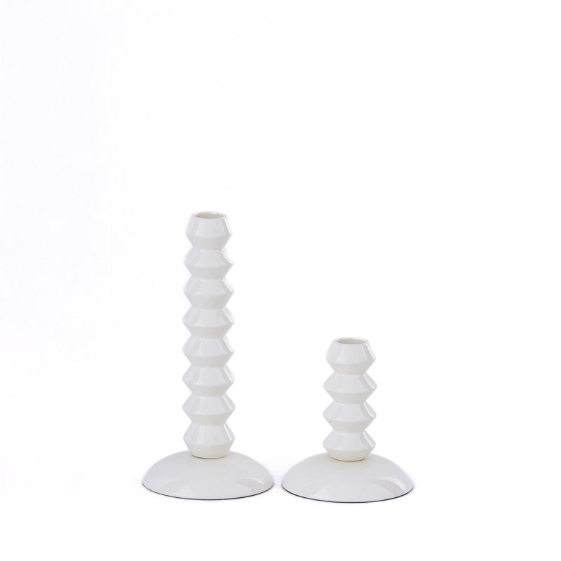 Porte-bougie blanc en aluminium brillant, H 4 po x l 4 po x P 4 po