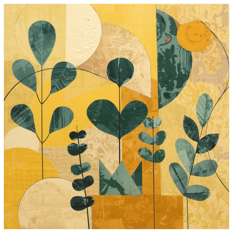 Coussins géométriques à motif abstrait botanique, 16 po x 16 po