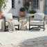 Hoerner Modern Minimalist Aluminum Outdoor Patio Club Chairs with Olefin Cushions