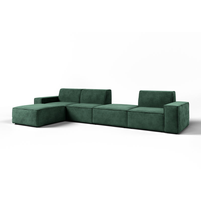 Burkittsville 5 Seater Corner Sofa , Left Hand Facing, Green