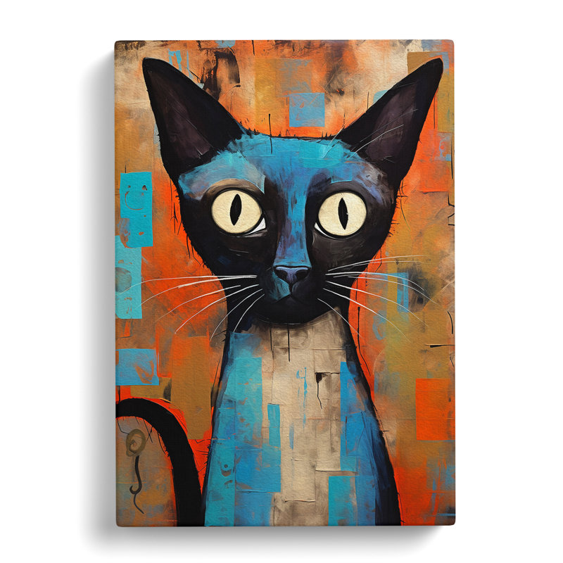 Siamese Cat Expressionism - Wrapped Canvas, 50cm H x 35cm W x 3cm D
