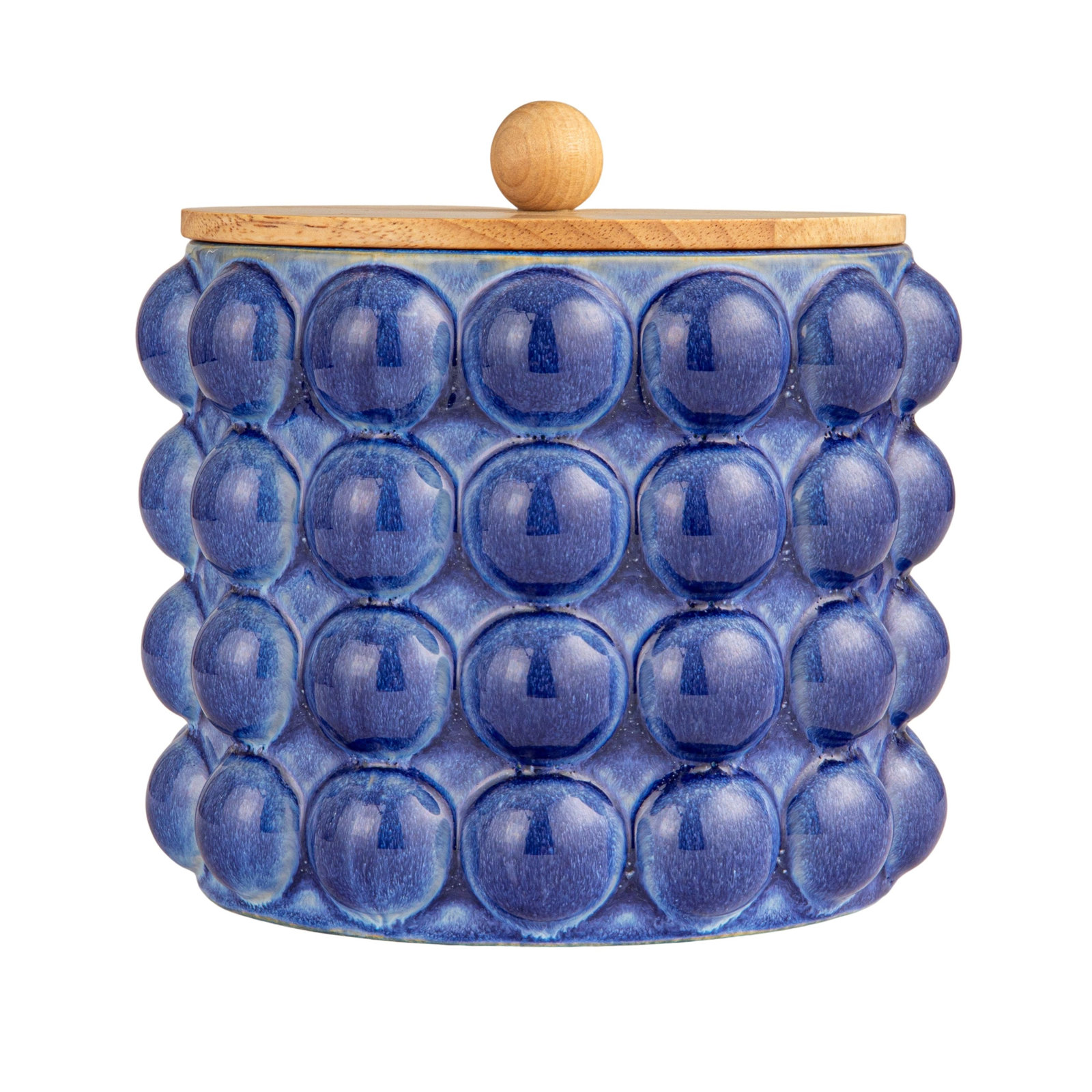 Zeppelin Stoneware Raised Kitchen Canister, 8.25" H x 8.25" W x 8.25" D, Navy/Natural
