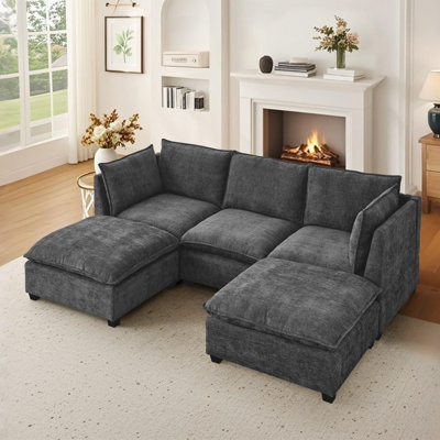 Wauseon Dearborn 105"W Chenille RAF, LAF, U-shape Modular Sectional