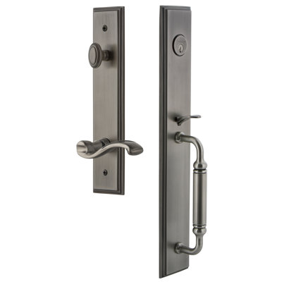 Carré One-Piece Handleset with Single Cylinder Deadbolt and C Grip with Portofino Lever