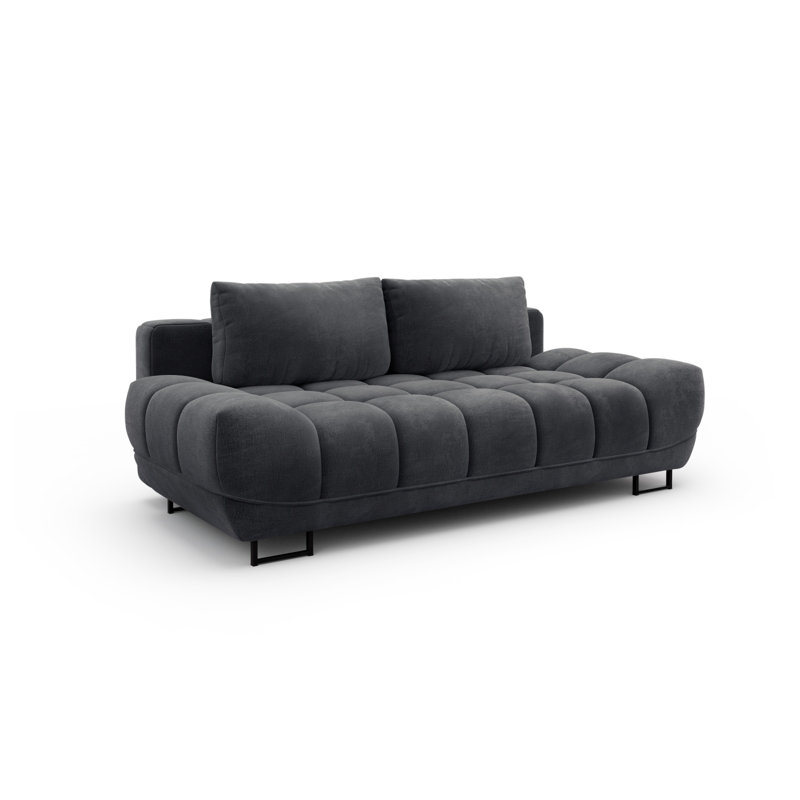 Nicolus 3 Seater Velvet Sofa Bed, Dark Grey