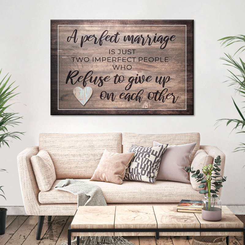 " Perfect Marriage Quote " by Faithinart, 20" H x 30" W x 1.25" D