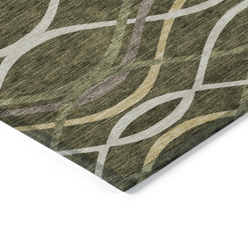 Tapis intérieur / extérieur en polyester tissé à la machine Lamanna, Rectangle 1 pi 8 po x 2 pi 6 po