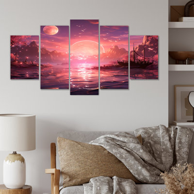Gloomy Sunset By The Lake II - Abstract Landscapes Multipanel Wall Art Decor
