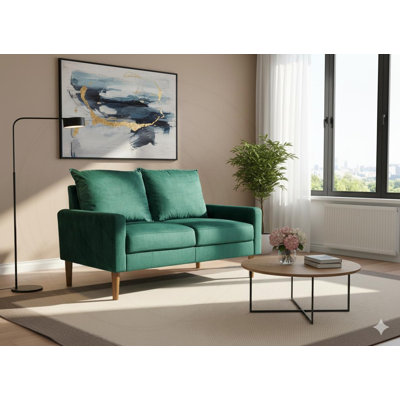 Causeuse moderne minimaliste avec revêtement en velours et support à ressorts hélicoïdaux