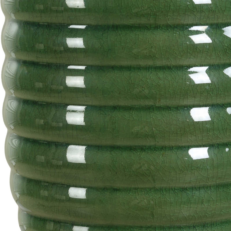 Lampe de table, abat-jour en lin blanc cassé, céramique nervurée vert olive de 27 pouces