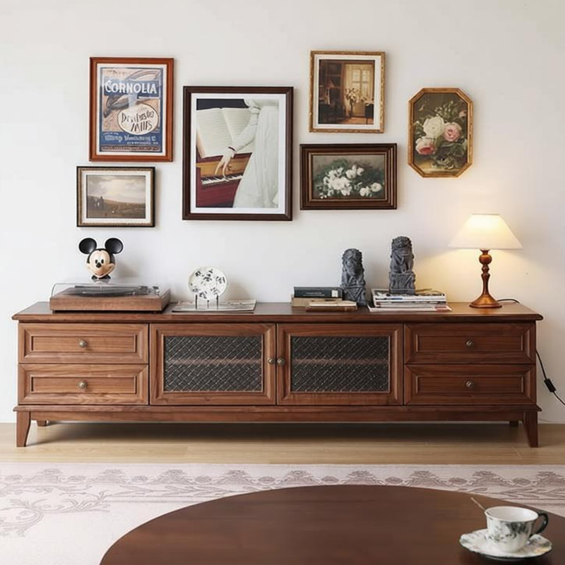 Meuble de rangement rétro minimaliste pour meuble télé, H 21,65 po x L 86,61 po x l 16,54 po