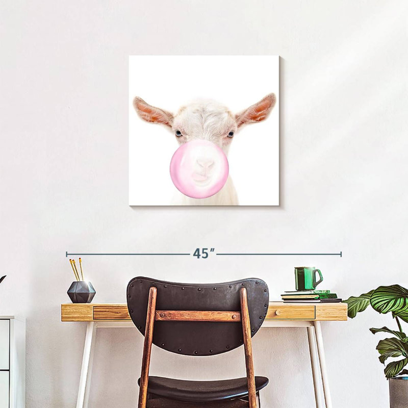 " Bubble Gum Goat ", 24" H x 24" W x 1.25" D