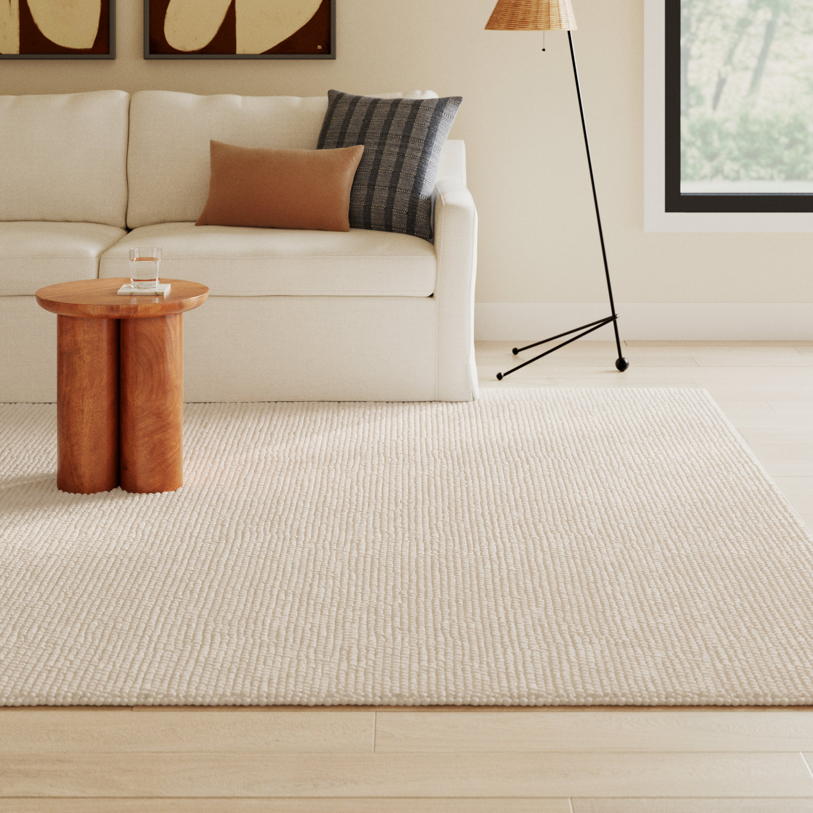 Elle Ivory Hand-Woven Wool Rug, Rectangle 9' x 12'