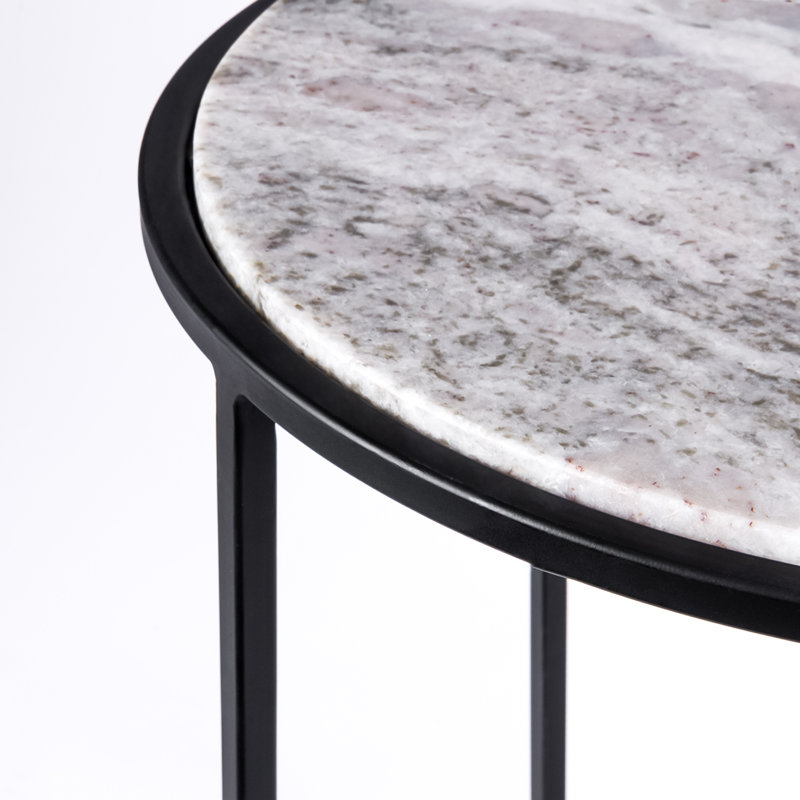 Nikelle Marble Top End Table, Sangrey, Black